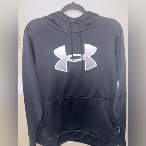 Under Armour Black Pullover Hoodie with White Logo